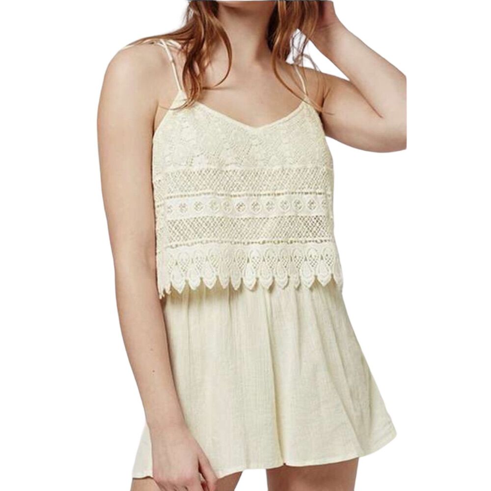 NWT Topshop Crochet Layered Romper Shorts